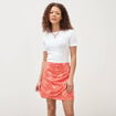 Jupe fluide doubl&eacute;e rouge corail femme
