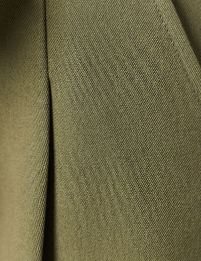 Pantalon carotte ceinturé vert kaki femme