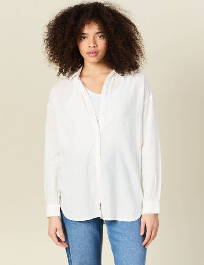 Chemise manches longues ecru femme