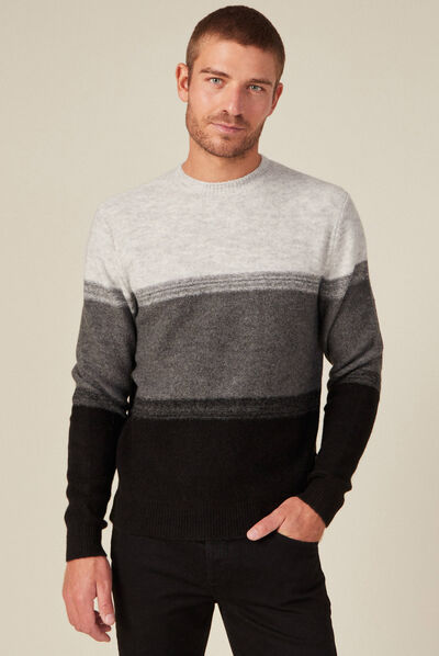 Pull manches longues gris foncé homme
