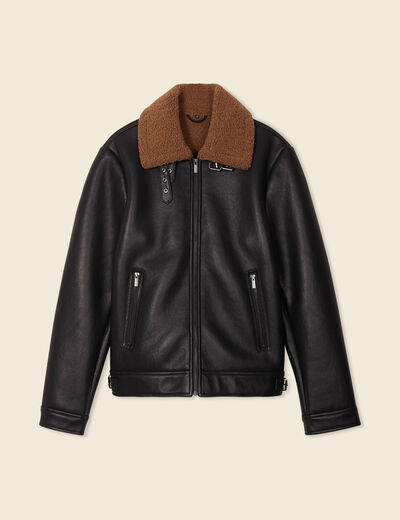 Blouson aviateur simili cuir noir homme