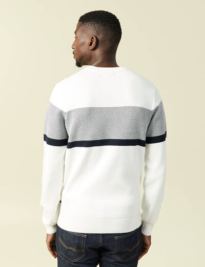 Pull col rond ecru homme