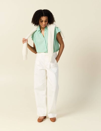 Blouse manches courtes vert clair femme