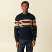 Pull manches longues col rond bleu marine homme