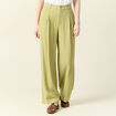 Pantalon large fluide vert olive femme