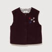 Cardigan droit sans manches doubl&eacute; bordeaux femme