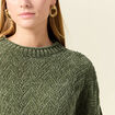 Pull manches longues ajouré vert kaki femme