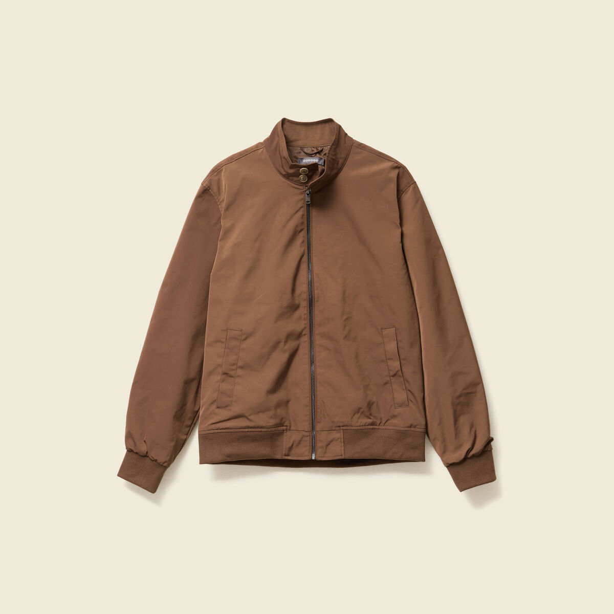Blouson zippé col montant marron homme