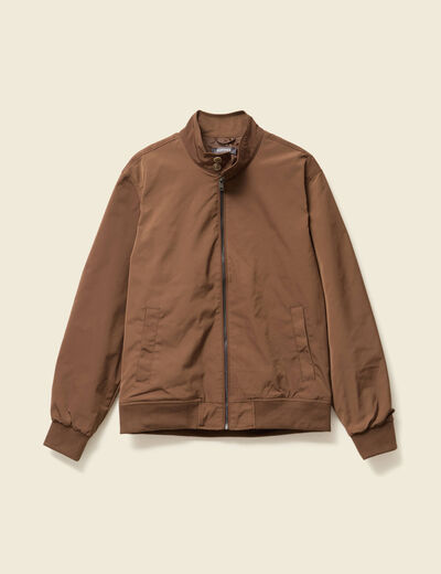 Blouson zippé col montant marron homme
