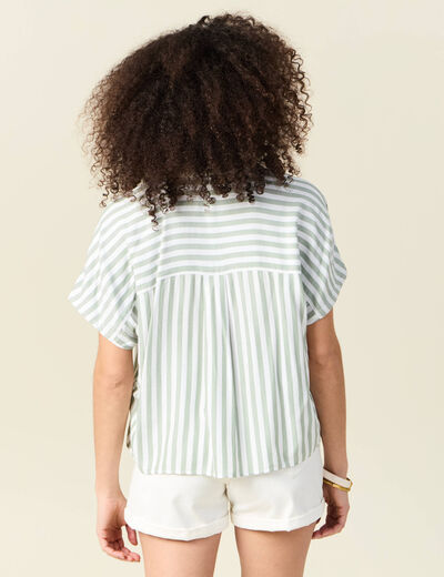 Chemise manches 3/4 vert olive femme