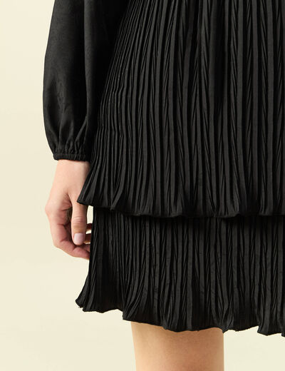 Robe patineuse courte manches longues noir femme