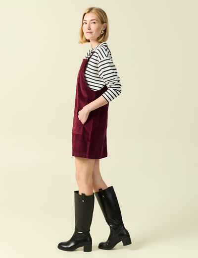 Robe sans manches en velours bordeaux femme