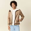 Blouson suédine zippé marron foncé homme