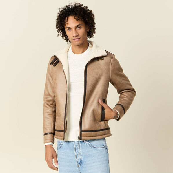 blouson suedine zippe marron fonce homme Blouson suédine zippé marron foncé homme