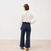 Jeans large cropped taille haute ray&eacute; denim brut femme