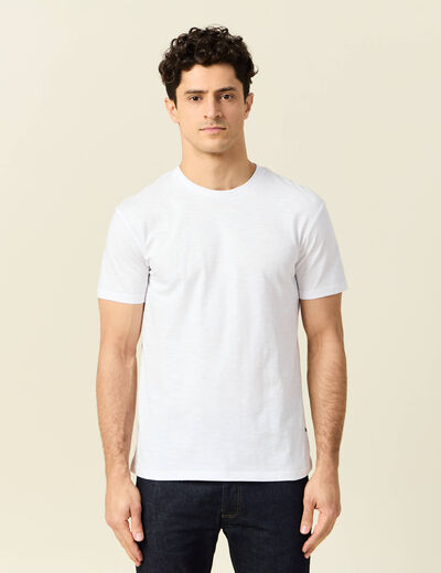 T-shirt ajust&eacute; col rond manches courtes blanc homme
