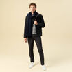 Manteau droit court col montant gris fonc&eacute; homme
