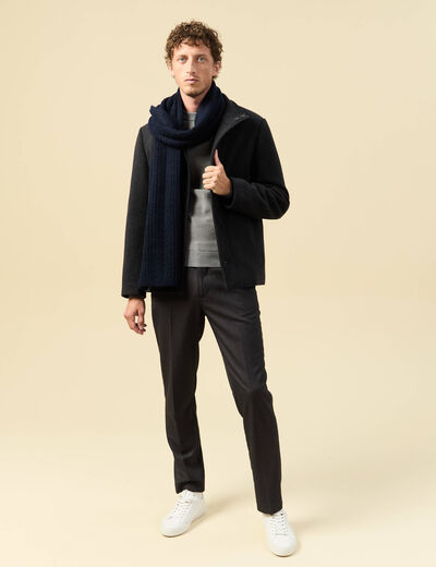 Manteau droit court col montant gris fonc&eacute; homme