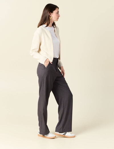 Gilet manches longues creme femme