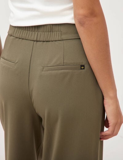 Pantalon large taille haute fluide camel femme