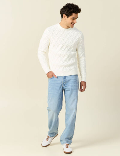 Pull manches longues blanc homme