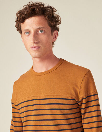 T-shirt manches longues marron homme