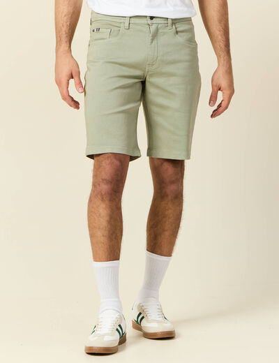 Bermuda droit 5 poches vert olive homme