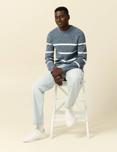 Pull manches longues bleu marine homme
