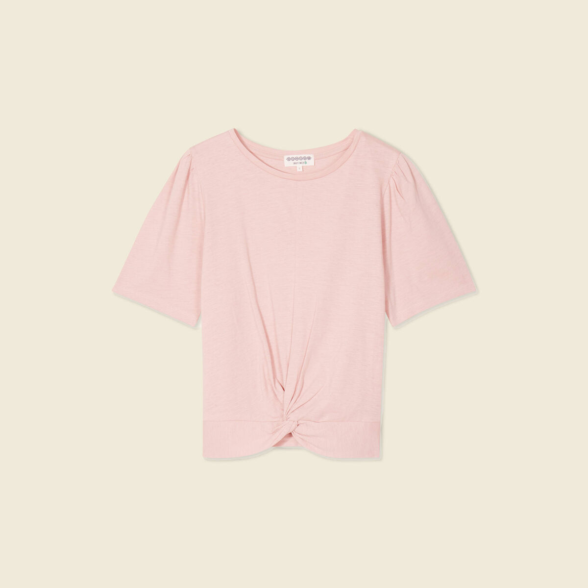 T-shirt en coton manches courtes rose pastel femme