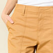 Pantalon barrel cargo taille standard jaune moutarde femme