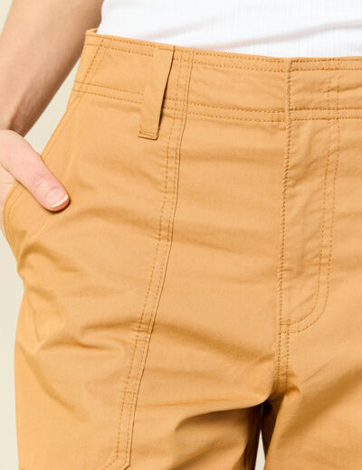 Pantalon barrel cargo taille standard jaune moutarde femme