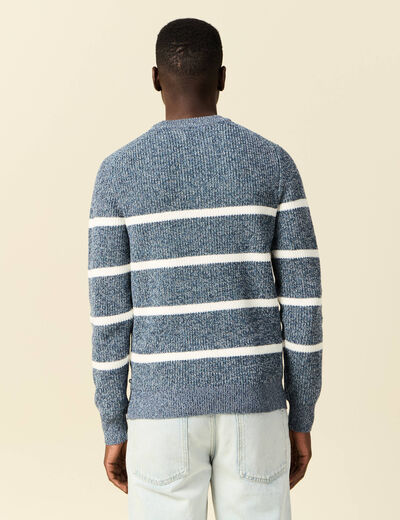 Pull manches longues bleu marine homme