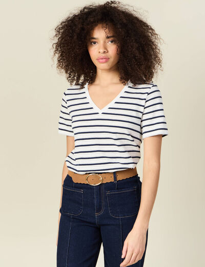 T-shirt manches courtes ecru femme
