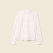 Blouse cintr&eacute;e dentelle manches longues ecru femme
