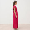 Robe fluide col v manches courtes rouge clair femme