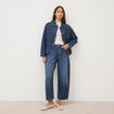 Jeans barrel 7/8&egrave;me taille standard denim brut clean femme