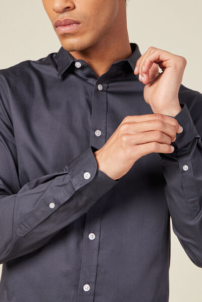 Chemise manches longues bleu gris homme