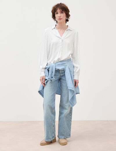Blouse manches longues bleu femme