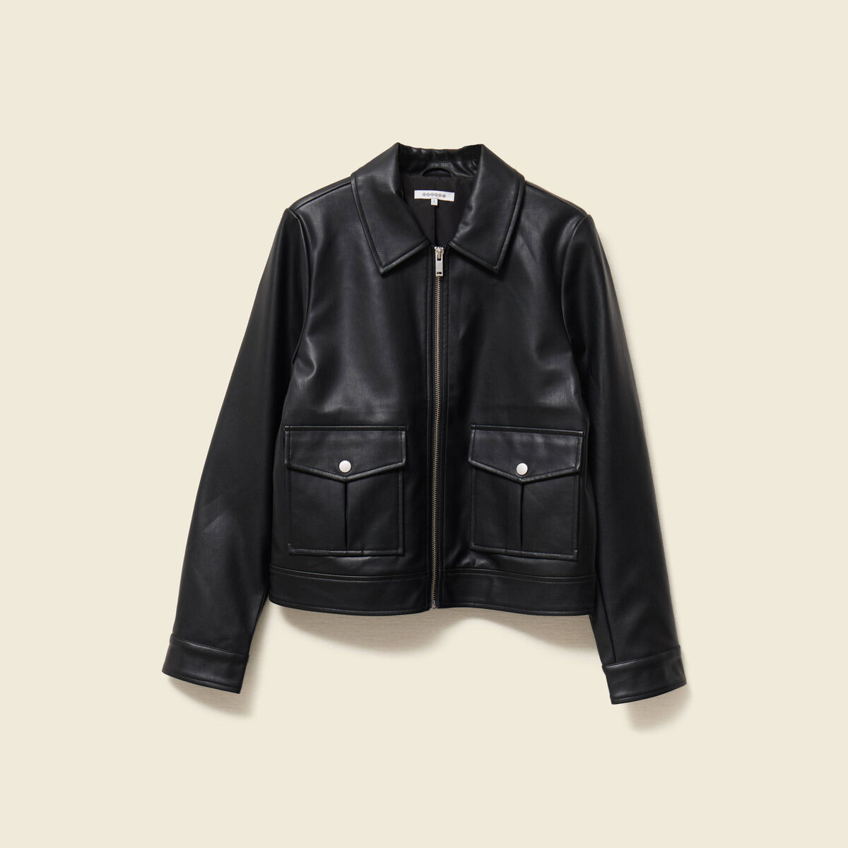 Blouson simili cuir noir femme