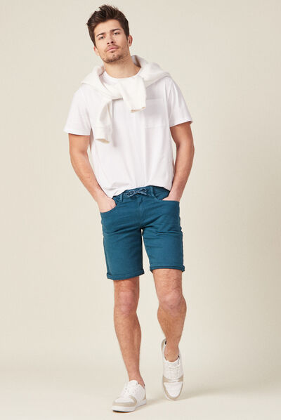 Bermuda droit 5 poches vert canard homme