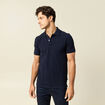 Polo cintré manches courtes en coton bleu marine homme
