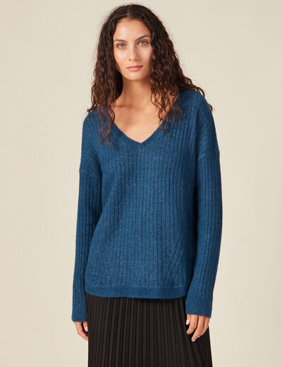 Pull bleu canard femme