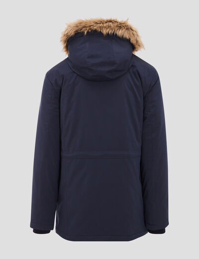 Parka droite à capuche bleu foncé homme