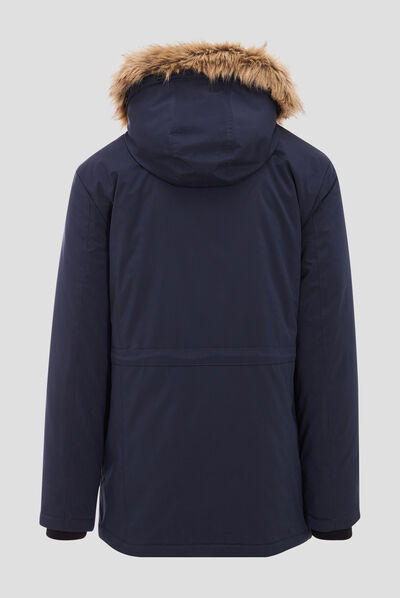 Parka droite à capuche bleu foncé homme