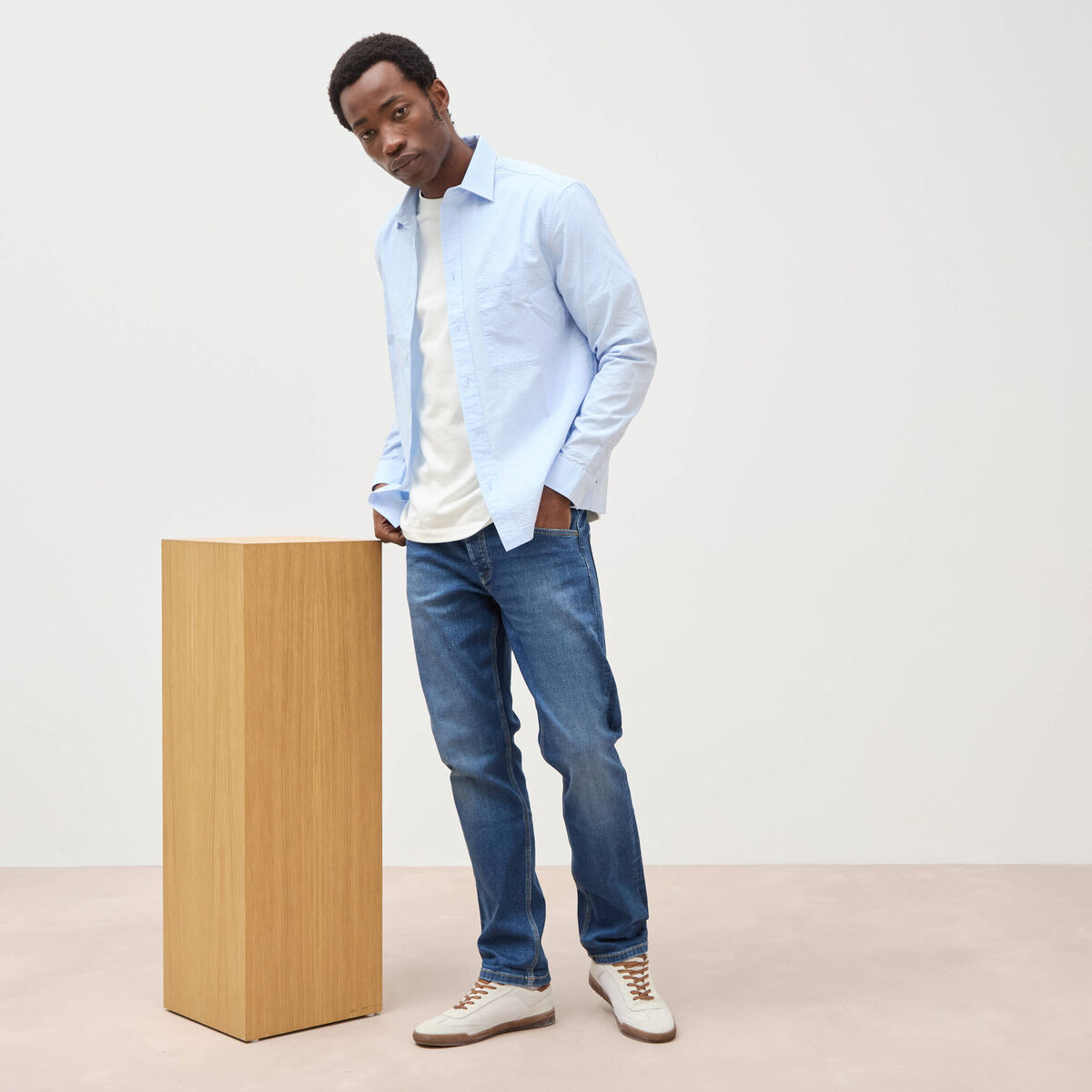 Jeans straight longueur 32 denim stone homme