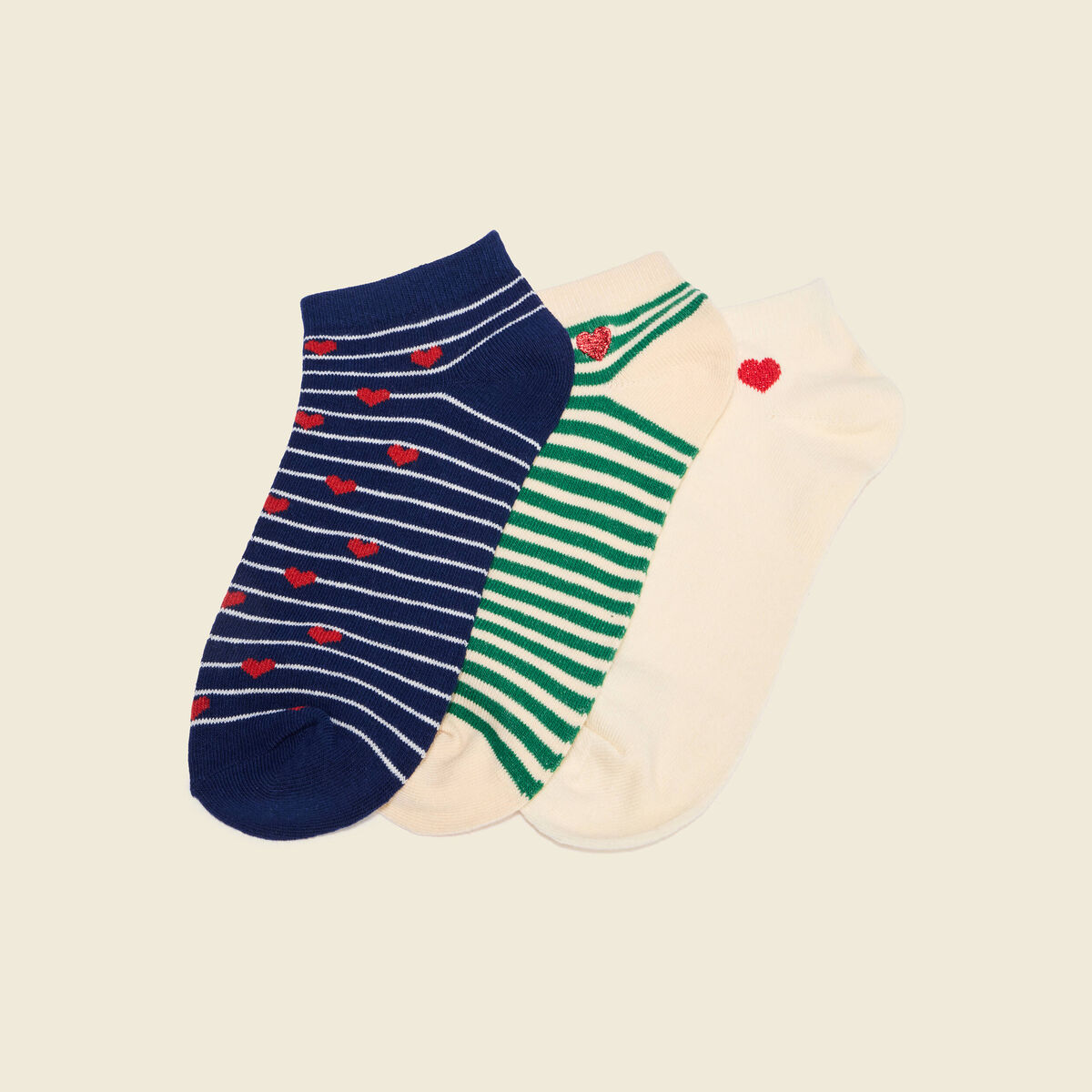 Lot de 3 paires chaussettes basses vert femme