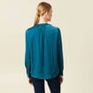 Blouse manches longues satin bleu gris femme