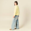 Sweat droit court manches longues jaune pastel femme