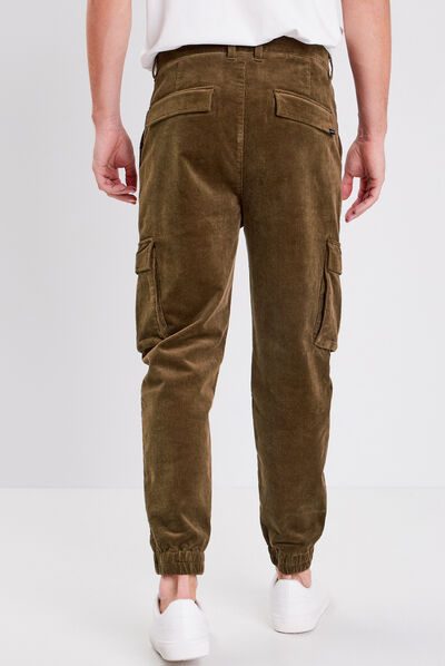 Pantalon battle velours vert kaki homme
