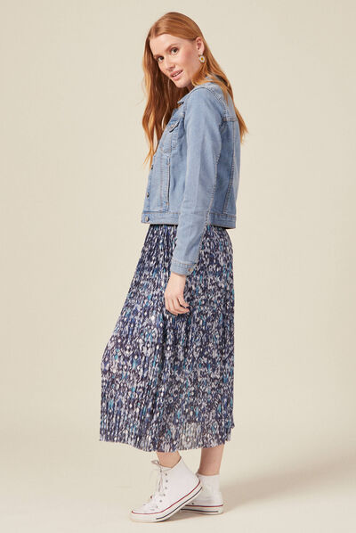 Veste droite denim bleach femme